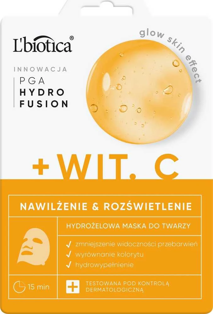 LBIOTICA / BIOVAX Lbiotica / Biovax L`biotica PGA hydr fusion + vitaminas C hidrogelinė veido kaukė – drėkinimas ir švytėjimas