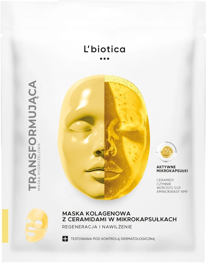 L'biotica Kolageno kaukė su keramidais mikrokapsulėse. Regeneruojanti ir drėkinanti. 1 vnt.