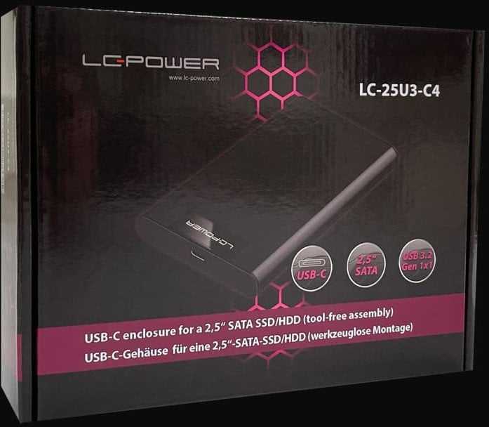 Kieszeń LC-Power LC-Power 2,5'' SATA HDD-Gehäuse USB 3.2 Juodas LC-25U3-C4, USB-C, Bis zu 5 GB/s