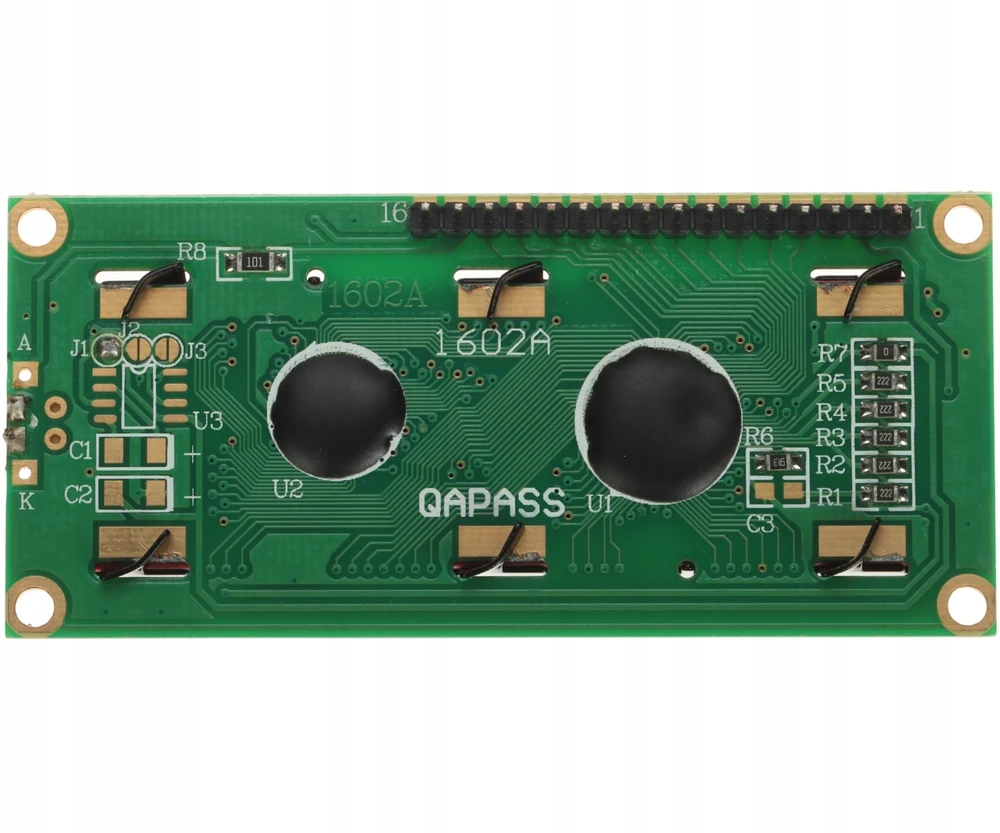 LCD ekranas 2x16 simbolių žalias su jungtimis - justPi