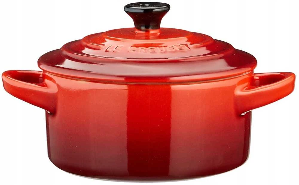 „Le Creuset“ akmens masės indų rinkinys iš 4 mažų, 10x5 cm raudonų puodų
