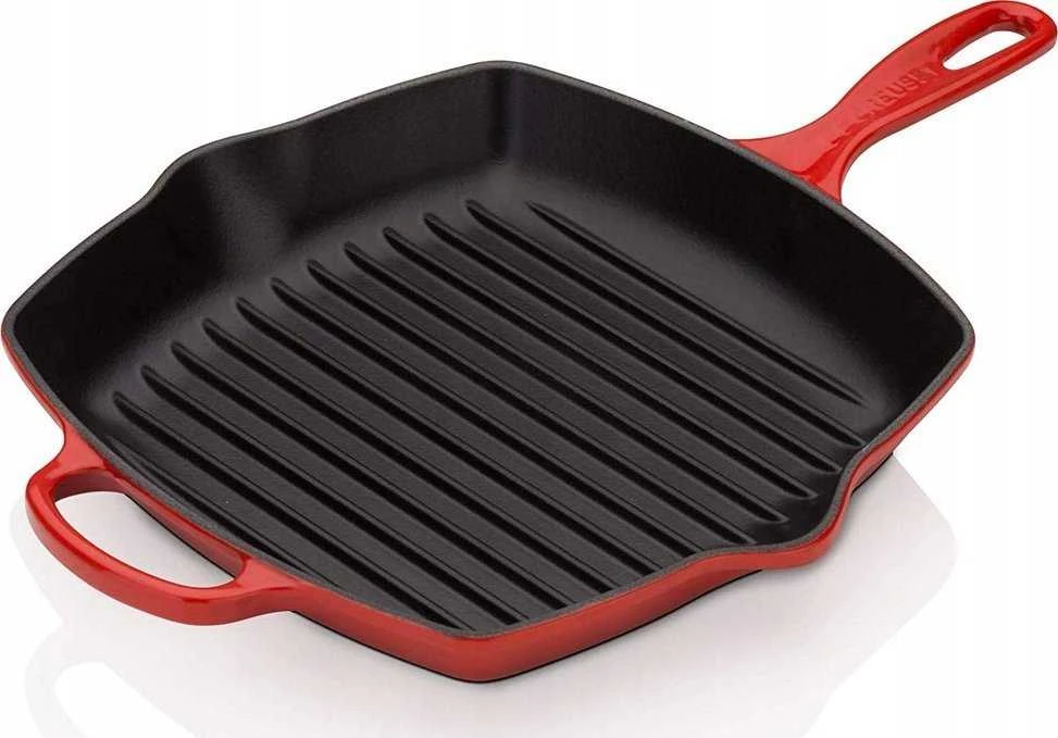 Virtuvės Indai - Le Creuset Signature Kvadratinė Grilio Keptuvė 26cm Indukcinė Indaplovėje Saugoma Raudona