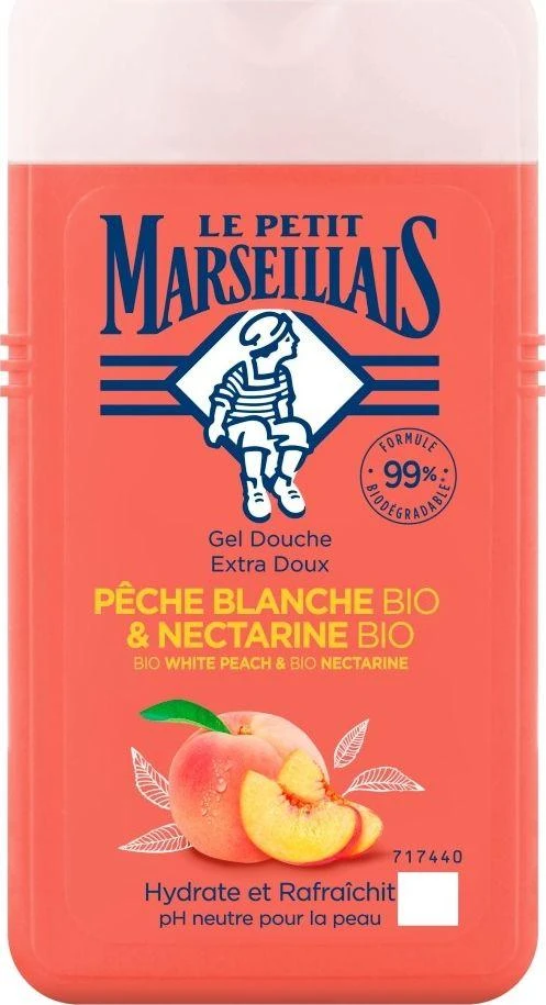 Le Petit Marseillais Extra Gentle Dušo želė Organic Baltas Peach & Organic Nectarine Dušo želė