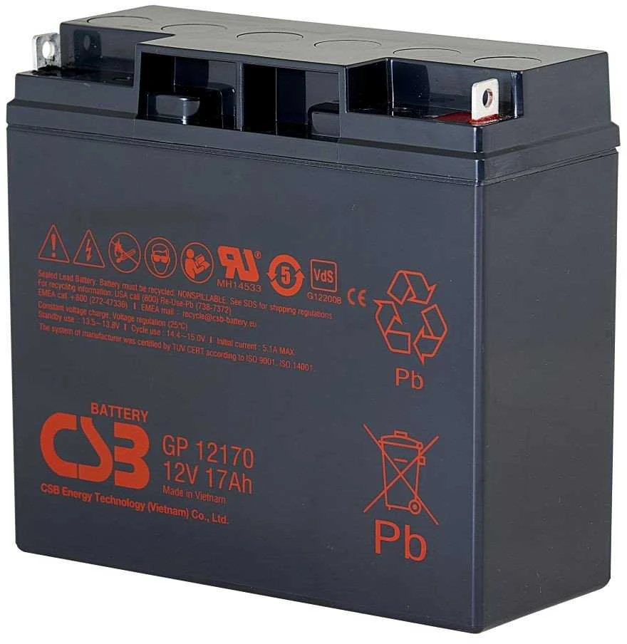 CSB GP12170 12V 17Ah akumuliatorius su raudona ženklinimo grafika