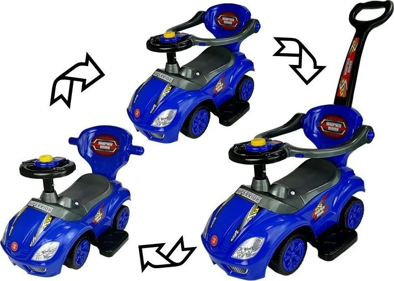 Lean Cars Vaikiškas paspirtukas Mega Car, 3 viename, 85 cm