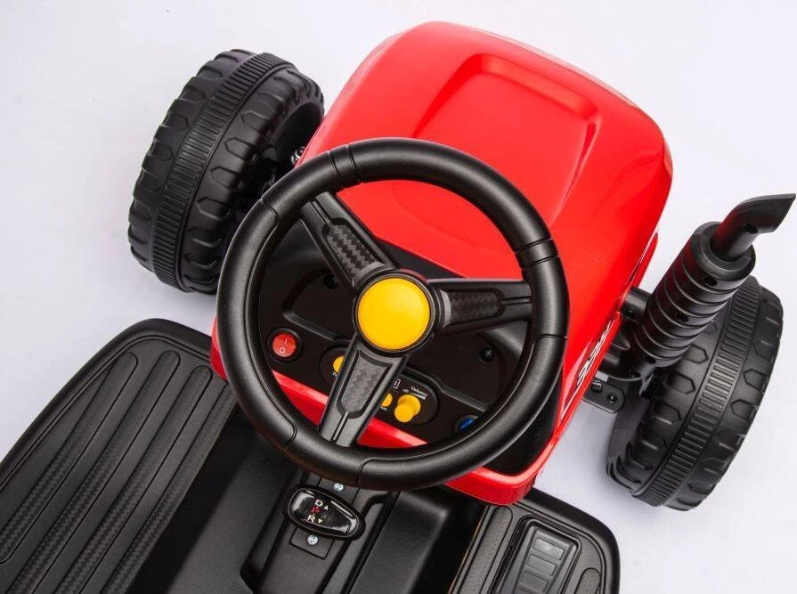 Lean Cars Vienvietis elektrinis traktorius su priekaba vaikams BBH-030, raudonas