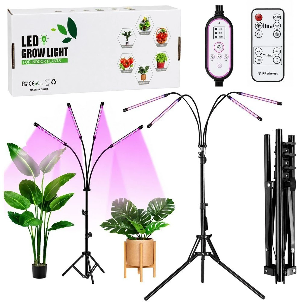 Lean Lampa LED lempa augalams auginti ir apšviesti, 4 dalių stovas, nuotolinio valdymo pultas