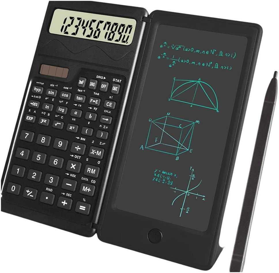 Lean Mokslinis skaičiuotuvas su sulankstomu LCD bloknotu ir rašikliu