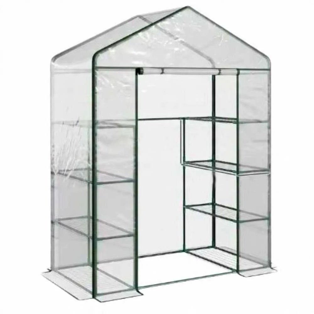 Lean Mini šiltnamis balkonui su PVC uždanga ir metalinėmis lentynomis, 195 x 143 x 73 cm