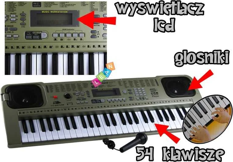 Lean Toys Vaikiškas muzikinis sintezatorius su USB mikrofonu