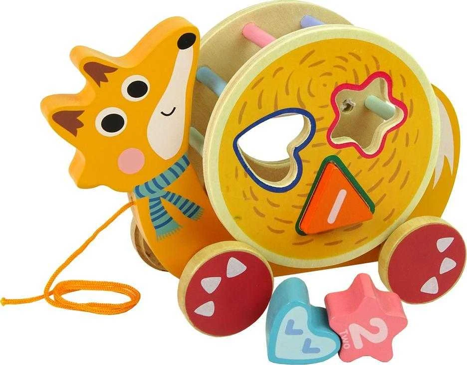 Medinių kaladėlių rūšiuotojas vaikams Lean Toys Lapė