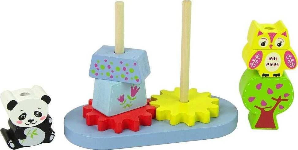 Mediniai gyvūnai vaikams Lean Toys, panda ir pelėda