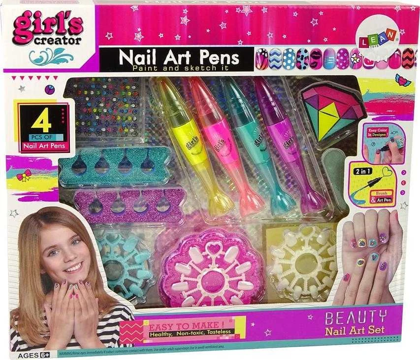 nagų dažymo rinkinys vaikams Lean Toys Lacquers Pens Coloured Stickers