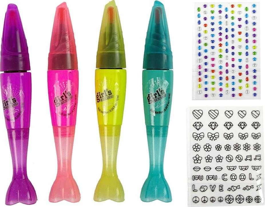nagų dažymo rinkinys vaikams Lean Toys Lacquers Pens Coloured Stickers