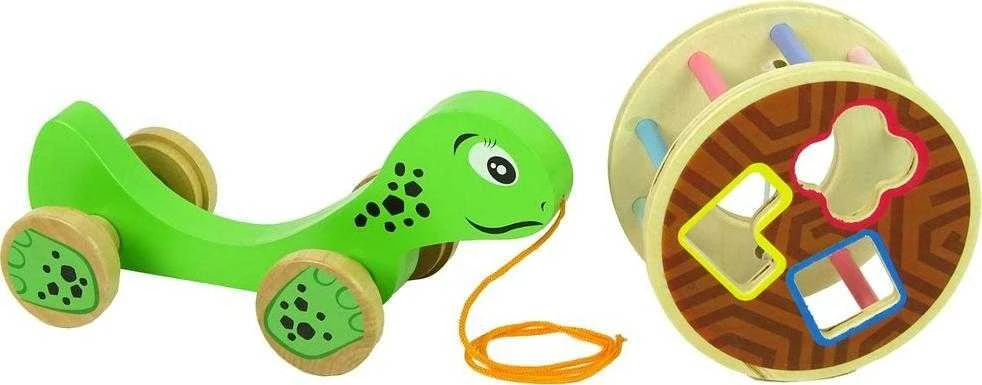 Medinis žaislas vaikams Lean Toys Vėžlys ant ratų