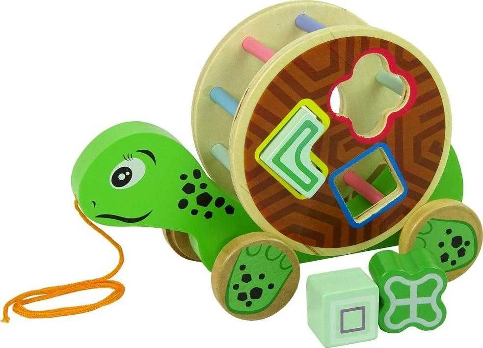 Medinis žaislas vaikams Lean Toys Vėžlys ant ratų