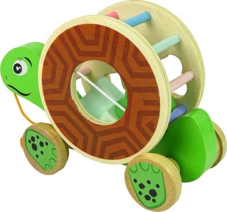 Medinis žaislas vaikams Lean Toys Vėžlys ant ratų