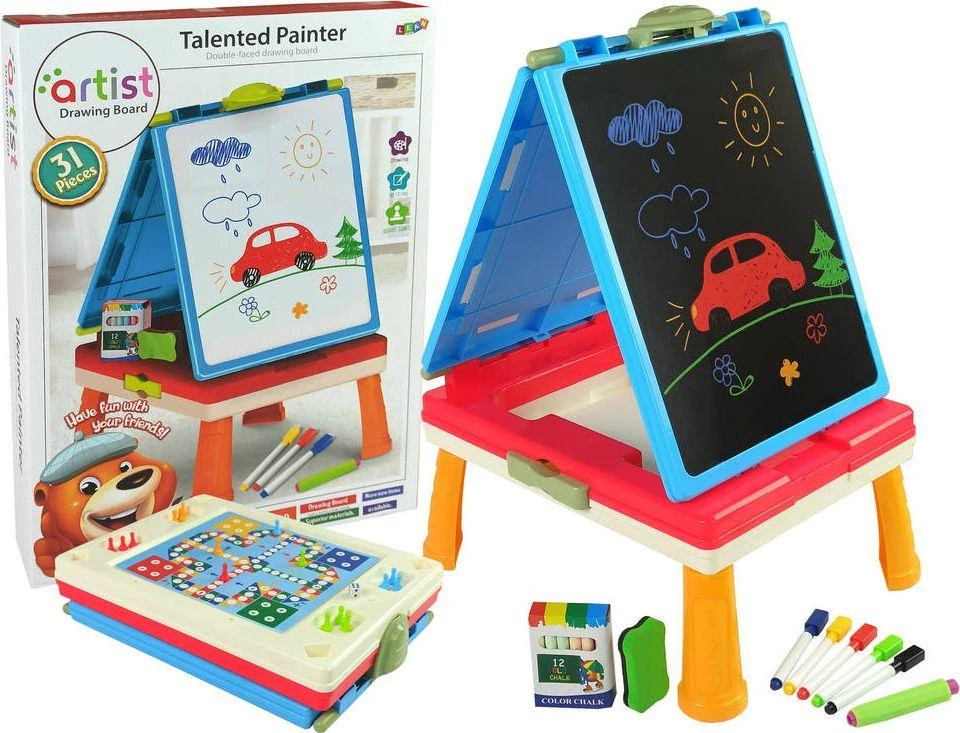 Magnetinė kreidos lenta Lean Toys Talented Painter su mėlynu žaidimų stalu