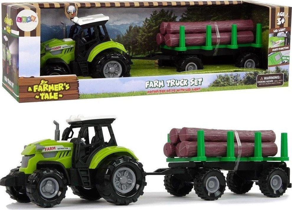 Lean Toys Žaislinis traktorius su priekaba, su garso efektais