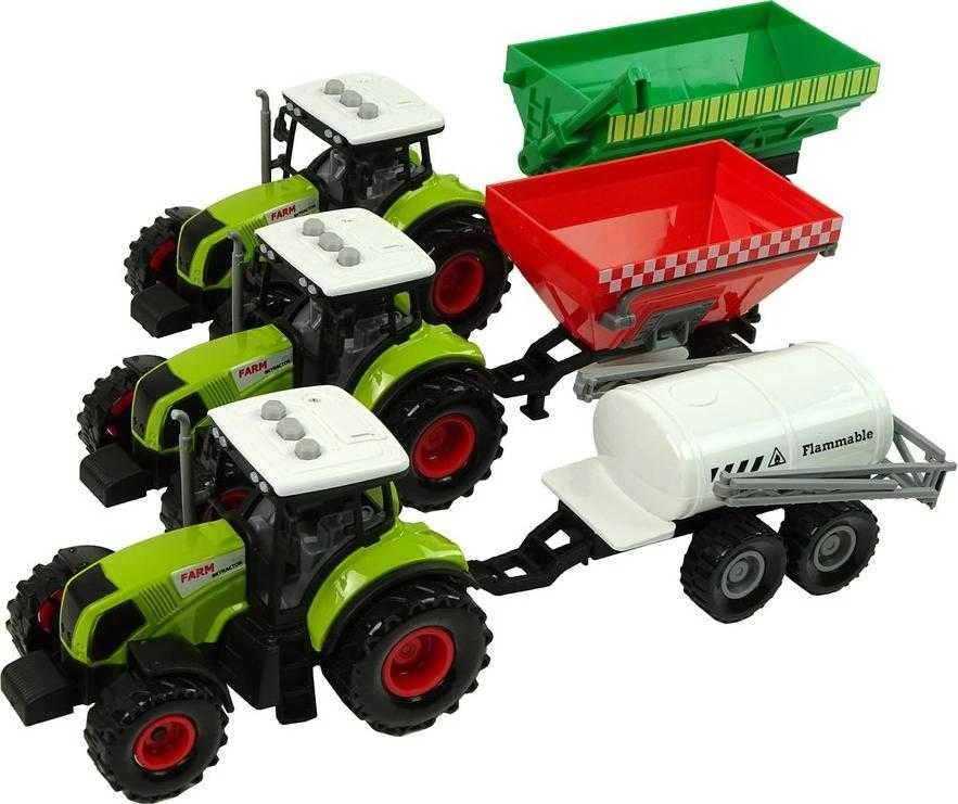 Žaislinių traktorių su priekabomis rinkinys berniukams Lean Toys