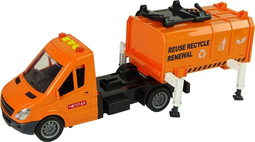 Lean Toys Šiukšlių sunkvežimis su garso efektais, oranžinis