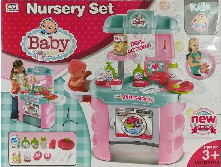 Lean Toys Vaikiškas priežiūros žaidimų rinkinys su skalbimo mašina ir priedais