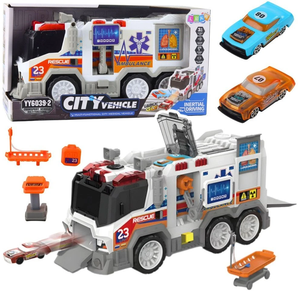 Lean Toys Greitosios pagalbos automobilis su šviesos ir garso efektais, 35.5x13x17 cm