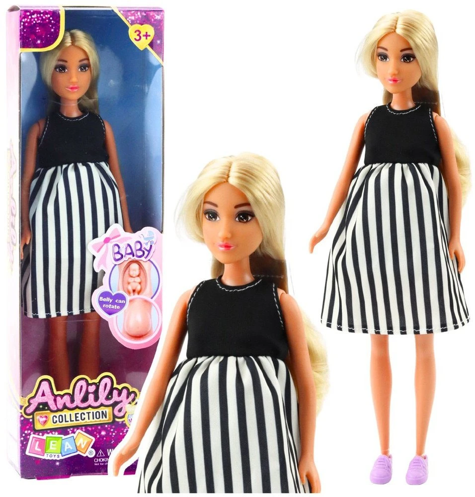 Lean Toys Lėlė Anlily nėščia, 30 cm, su nuimamu pilvuku