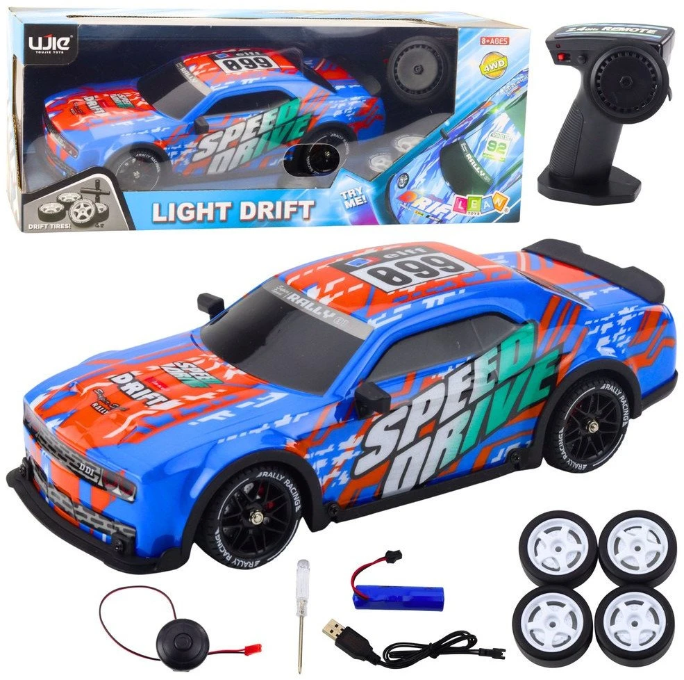 Lean Toys Nuotoliniu būdu valdomas sportinis automobilis su šviesos efektais ir dreifo funkcija