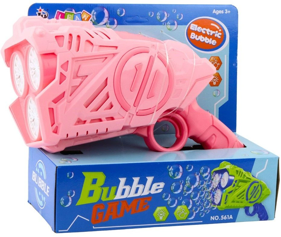 Lean Toys Rožinis burbulų pistoletas su LED efektais