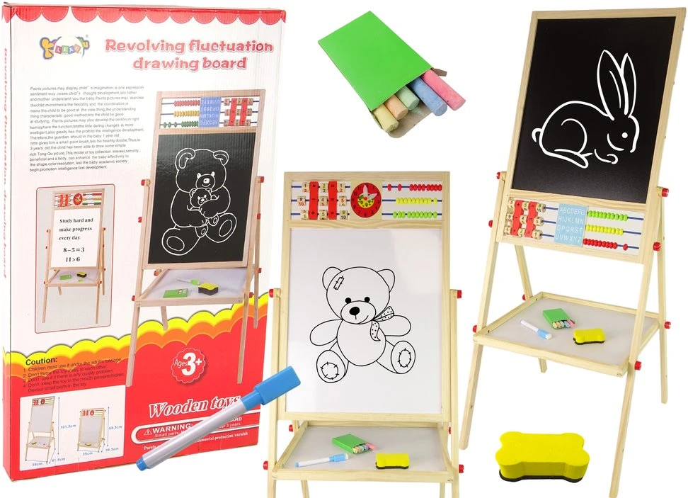 Lean Toys Medinė dvispalvė magnetinė-lentelė su priedais