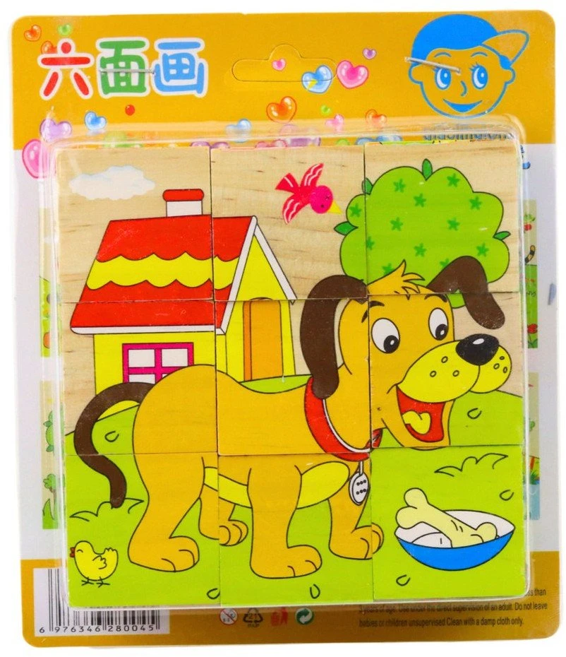 Lean Toys Medinė dėlionė su ūkio gyvūnais, 6 paveikslėliai