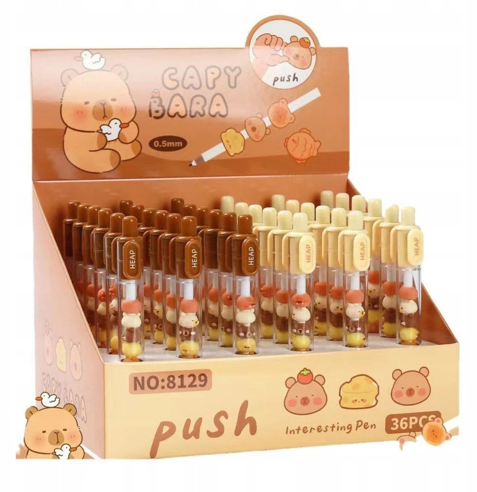 Lean Toys Rašiklis su Kapibaromis, Juodas Tušas, Įtraukiamas Mechanizmas