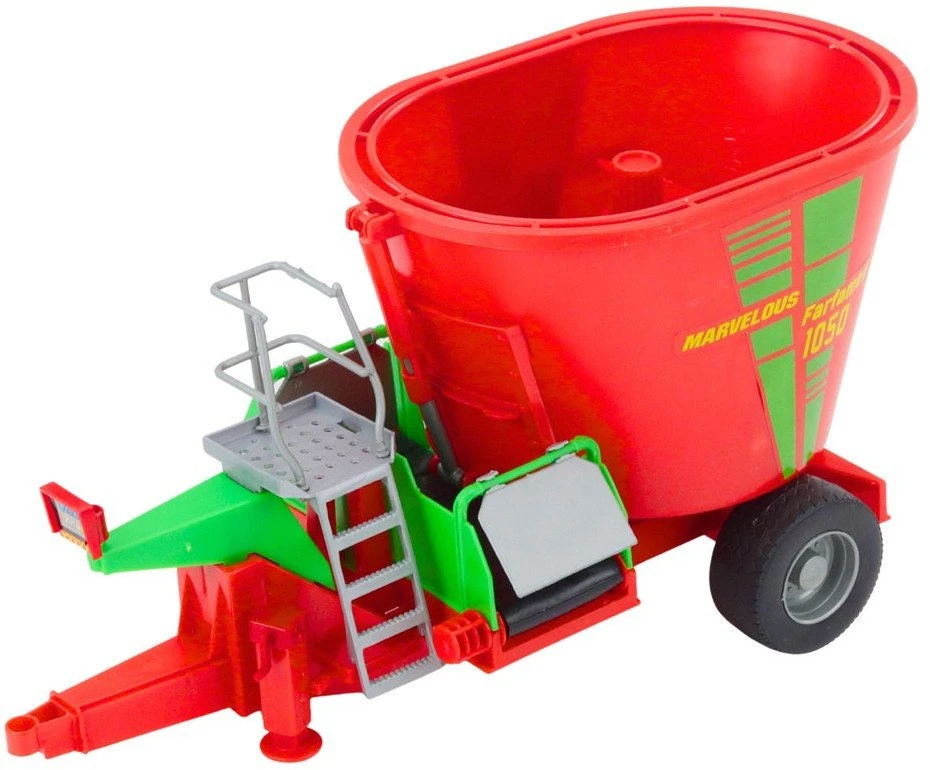 Lean Toys Žaislinis traktorius su priekaba ir pašarų maišytuvu, 60 cm