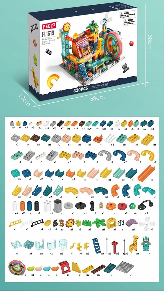 Lean Toys LeanToys Konstrukcinių kaladėlių rinkinys džiunglės įvairiaspalvis 330 elementų