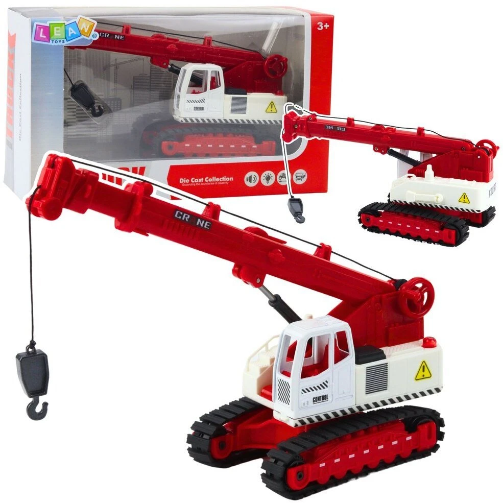 Lean Toys Žaislinis vikšrinis kranas su šviesomis ir garsais, metalinė kabina