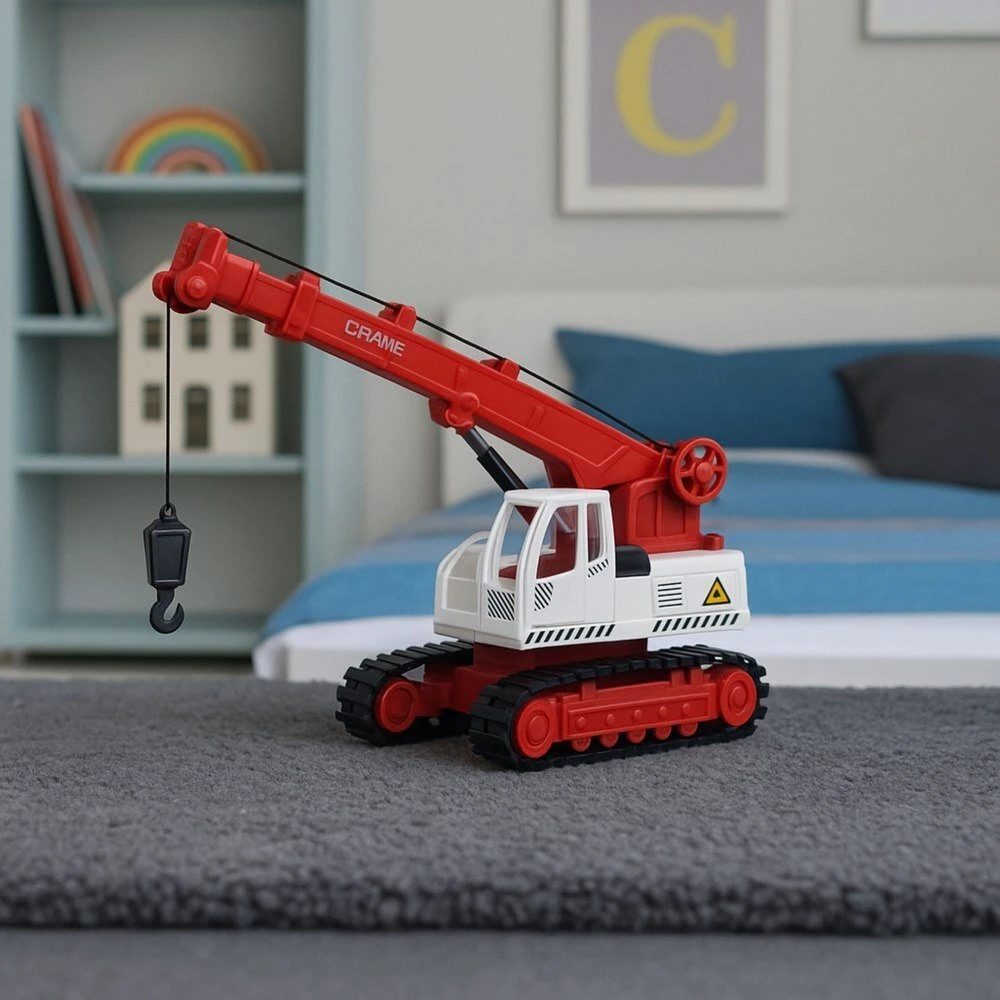 Lean Toys Žaislinis vikšrinis kranas su šviesomis ir garsais, metalinė kabina