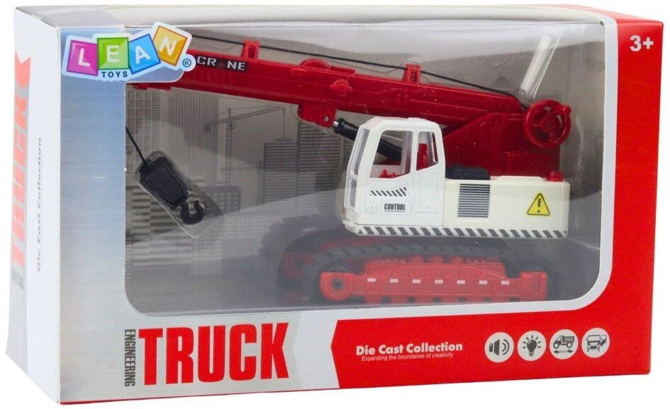 Lean Toys Žaislinis vikšrinis kranas su šviesomis ir garsais, metalinė kabina