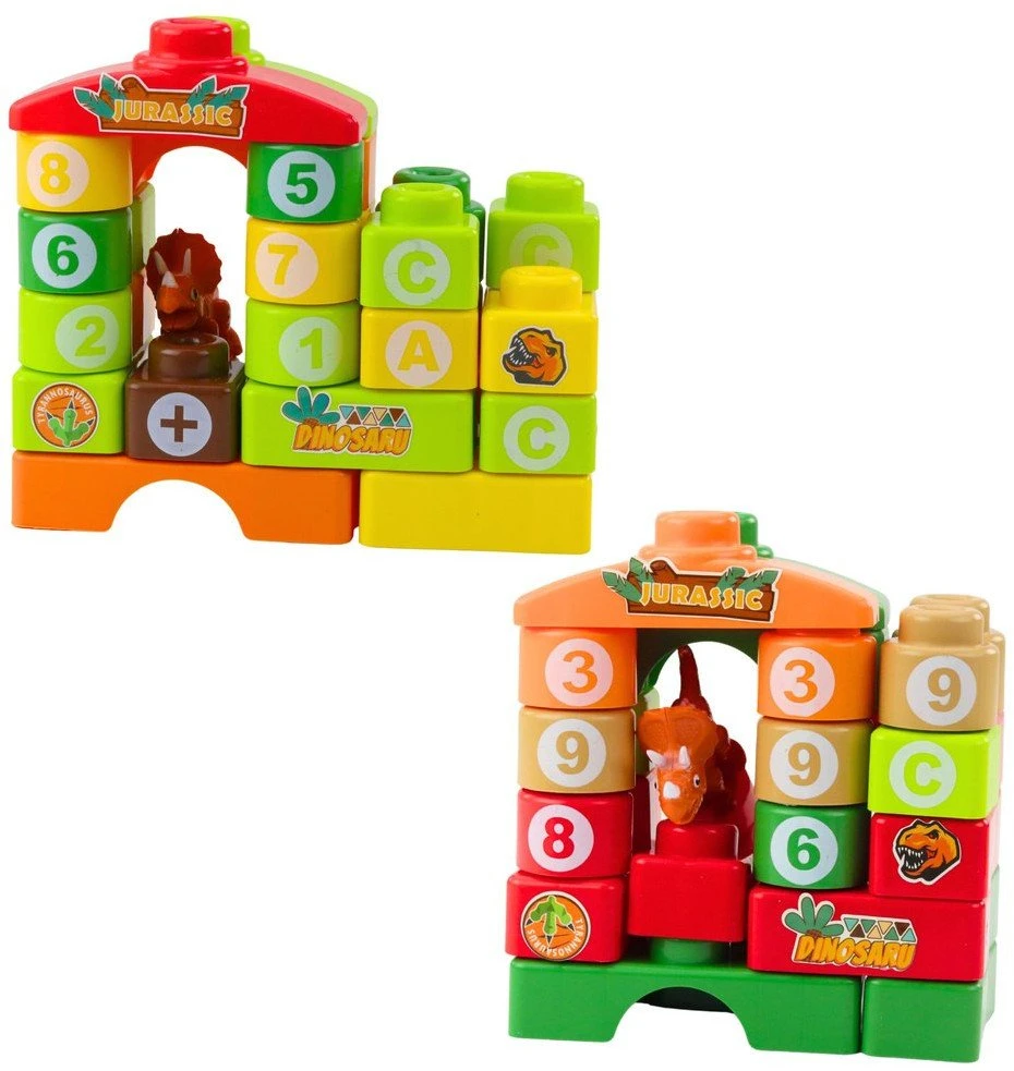 Lean Toys Dinozaurų Tematikos kaladėlės su Raidėmis ir Skaičiais, 91 vnt.