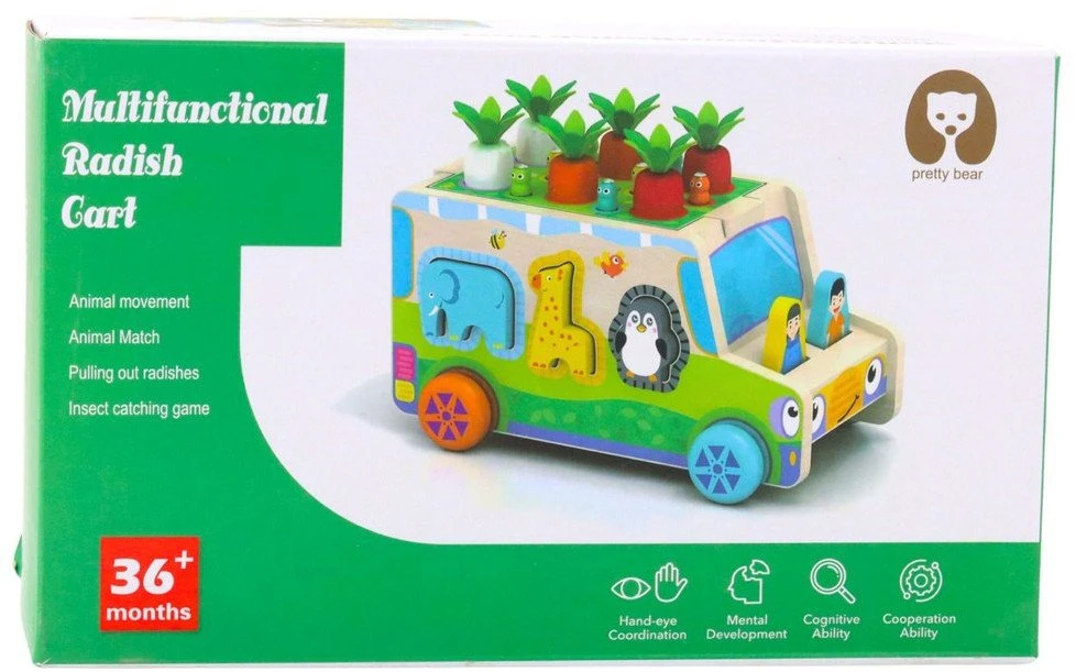 Lean Toys Medinis lavinamasis automobilis su formelių rūšiuokliu ir galvosūkiu