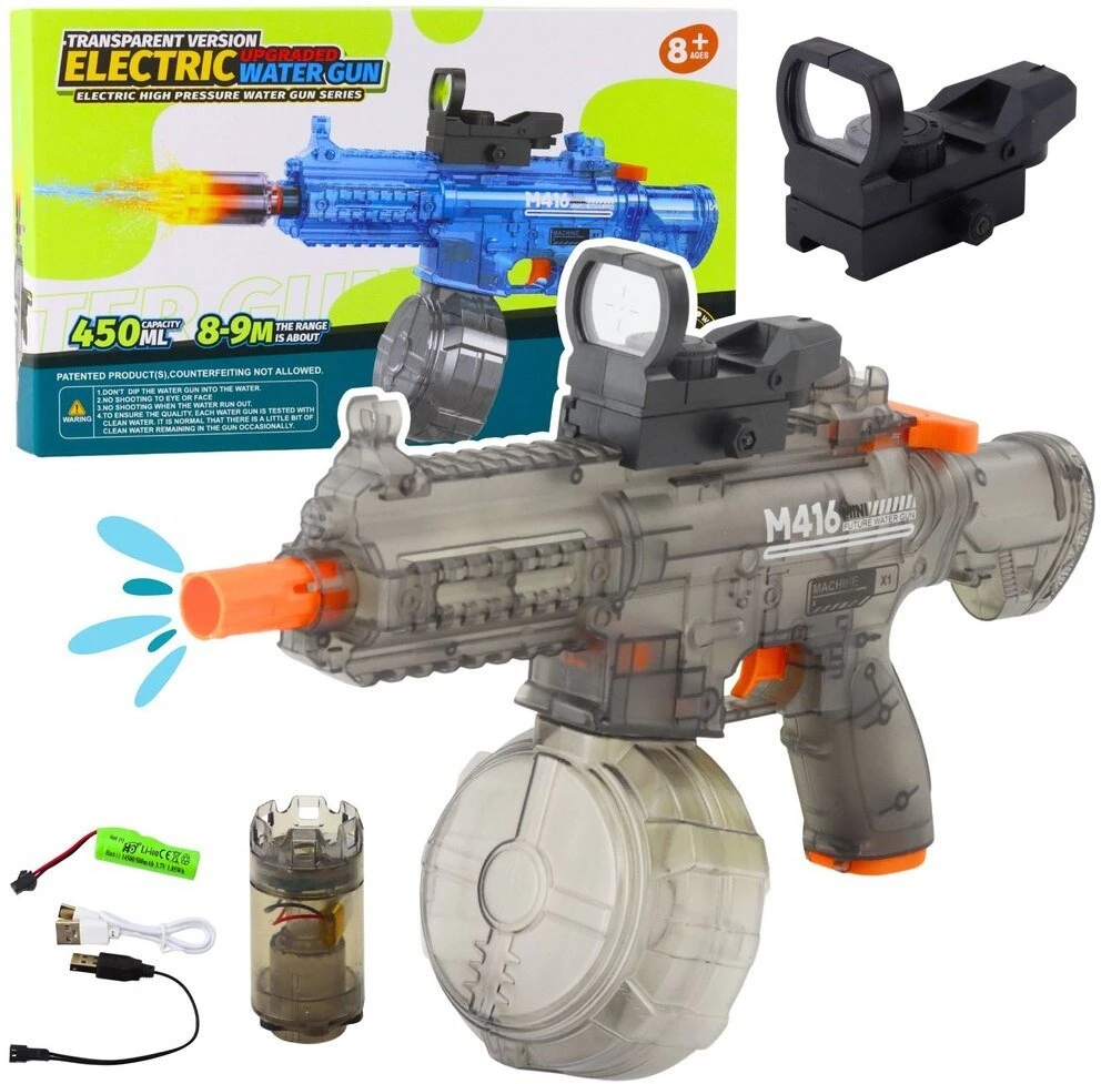 Lean Toys Elektrinis vandens šautuvas M416 su apšvietimu 450 ml