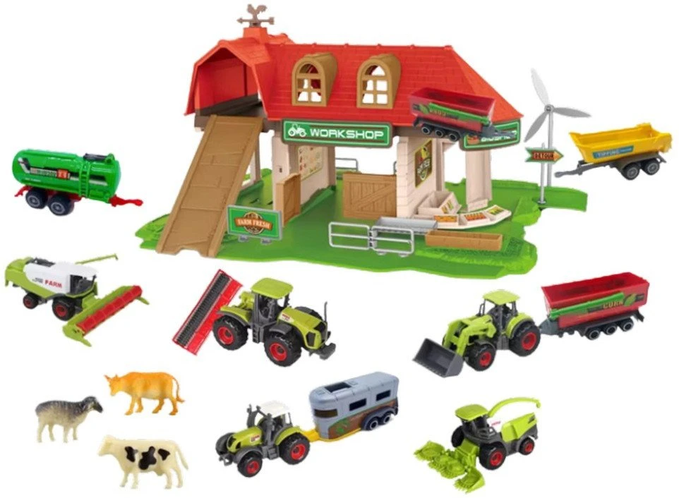 Lean Toys Ūkio Rinkinys su Traktoriais ir Gyvūnais, 42 dalys
