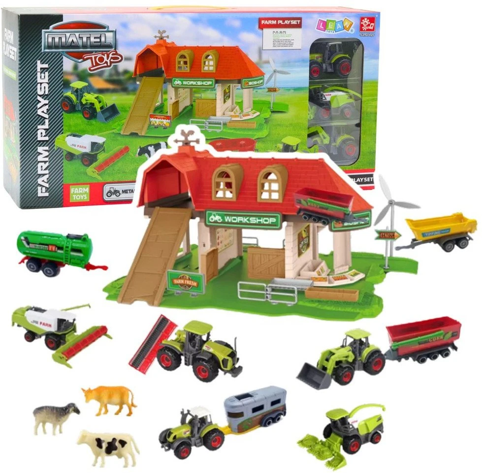 Lean Toys Ūkio Rinkinys su Traktoriais ir Gyvūnais, 42 dalys