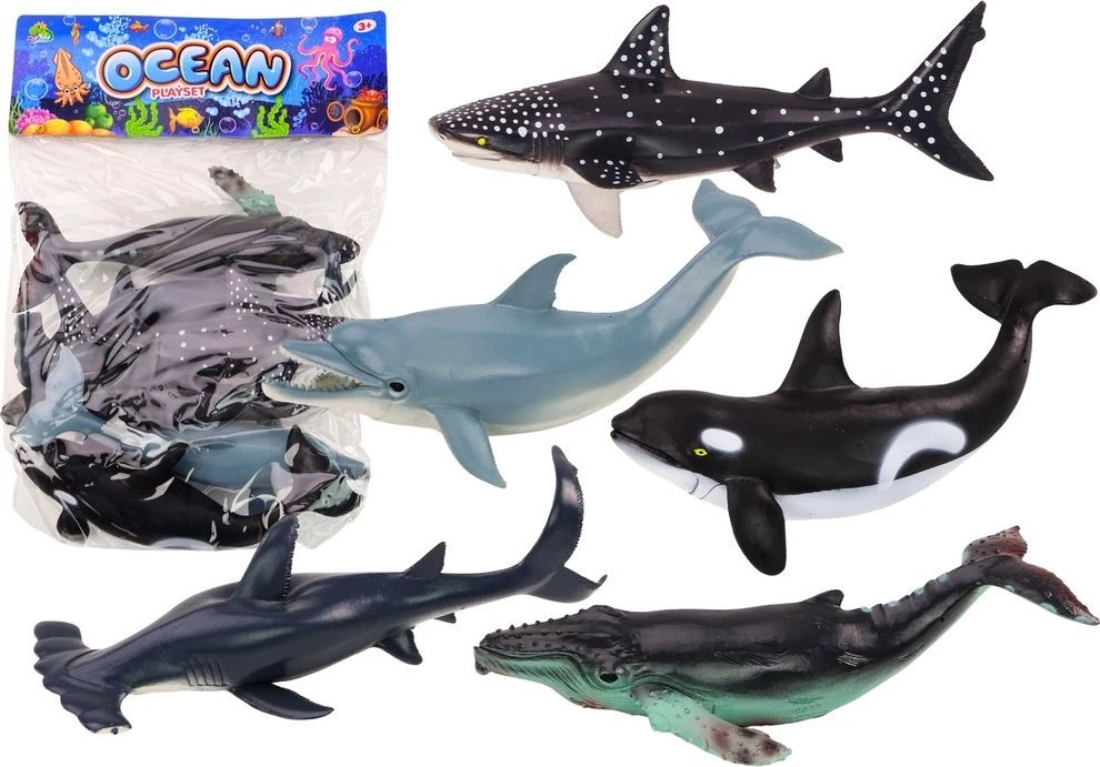 Lean Toys Didžiausių jūrų gyvūnų figūrėlių rinkinys, 6 vnt.