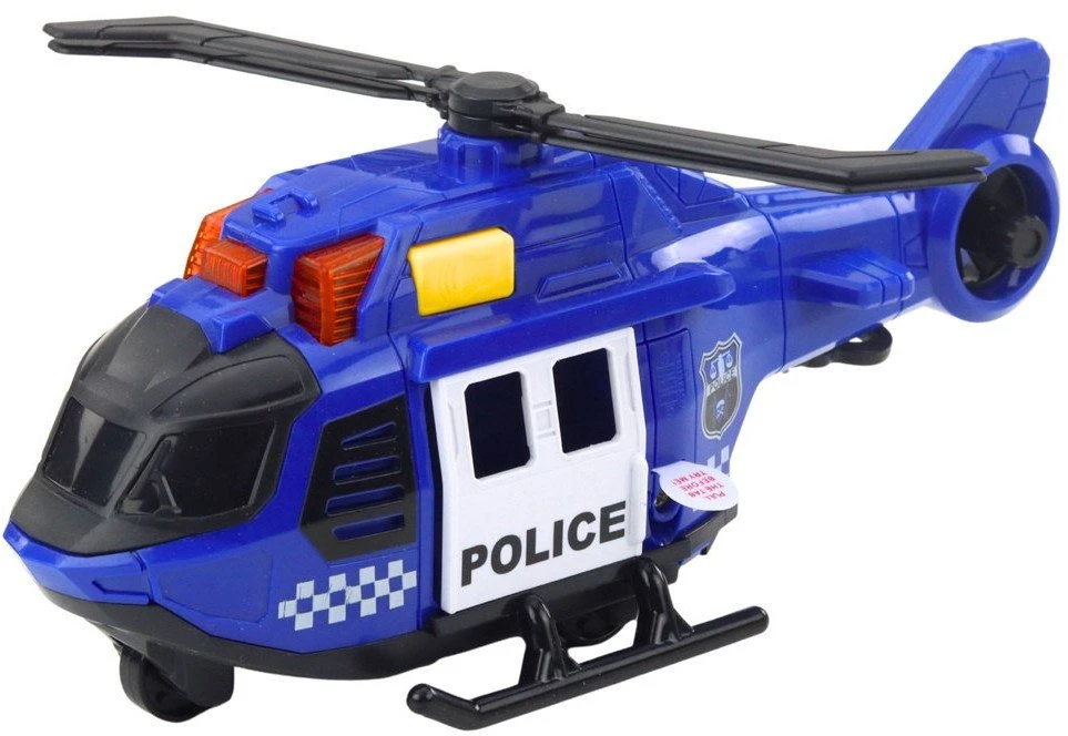 Lean Toys Policijos sraigtasparnis su kranu ir šviesos bei garso efektais, 21.5x9x8.5 cm