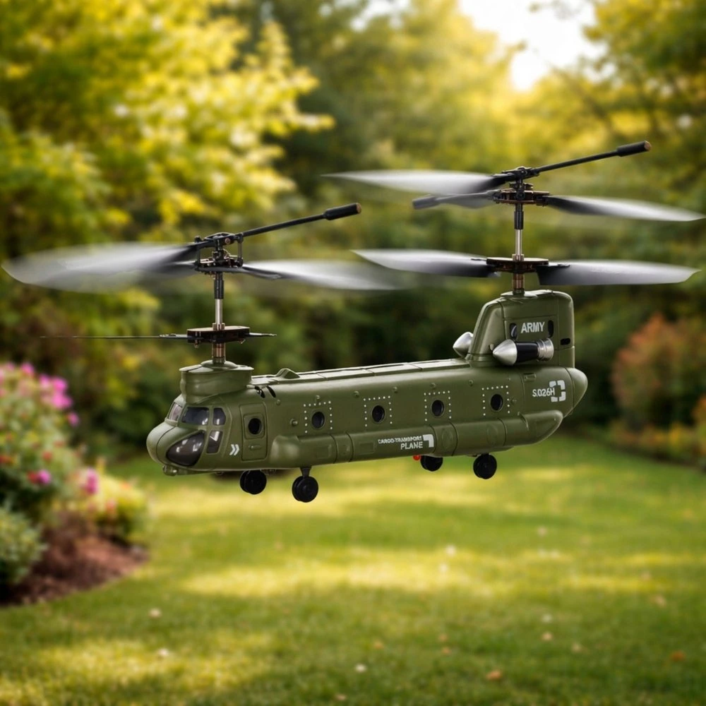 Lean Toys RC sraigtasparnio nuotolinio valdymo pultas Syma S026H-1 žalias chaki spalvos