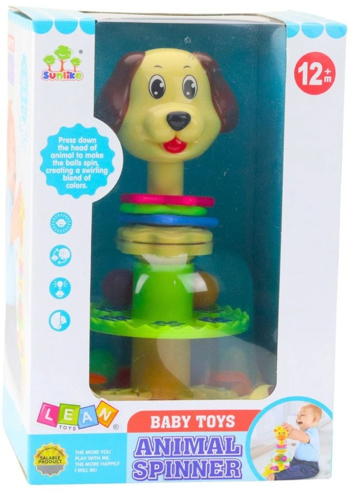 Lean Toys Žaislinis šunelis su besisukančiais kamuoliukais, 26x17x14 cm