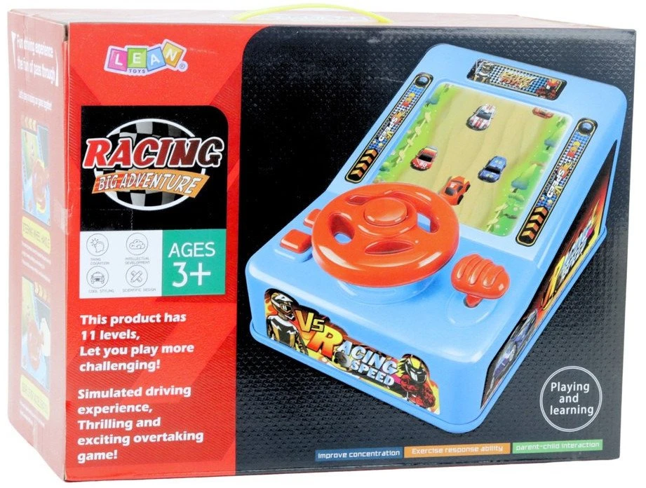 Lean Toys Interaktyvus lenktynių simuliatorius su vairu ir garsais