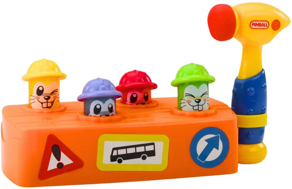 Lean Toys Interaktyvus žaislas su plaktuku ir žiurkėnais, 28x12x13 cm