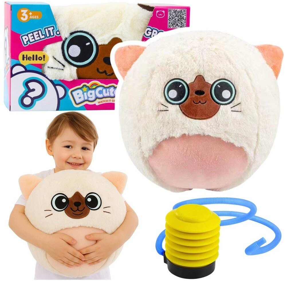 Lean Toys Pripučiamas pliušinis kamuolys BigCutePet 50 cm baltas